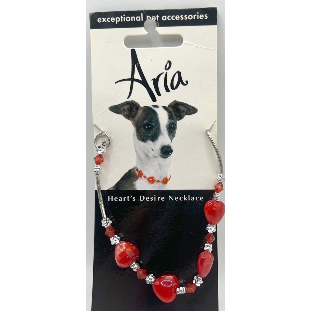 Red Heart Bead Necklace Adjustable 10–14" Child or Small Dog Gift NWT